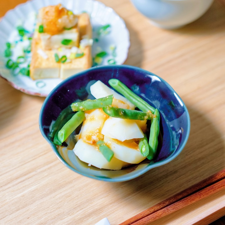 じゃがいもといんげんのにんにく酢みそかけ